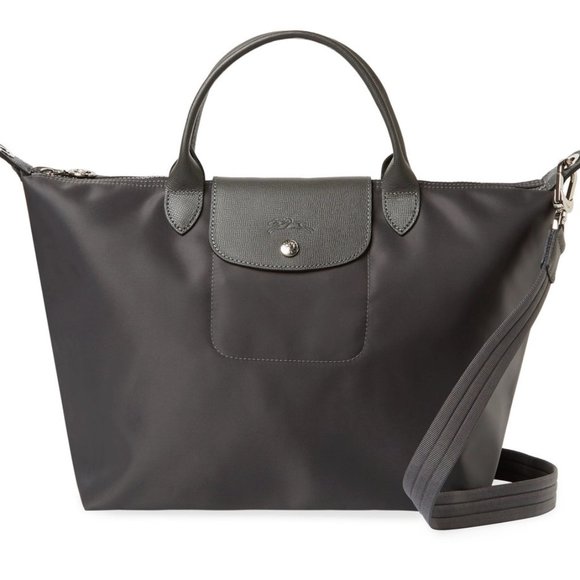 NWT LONGCHAMP Le Pliage Neo Medium Satchel Shoulder Bag Charcoal